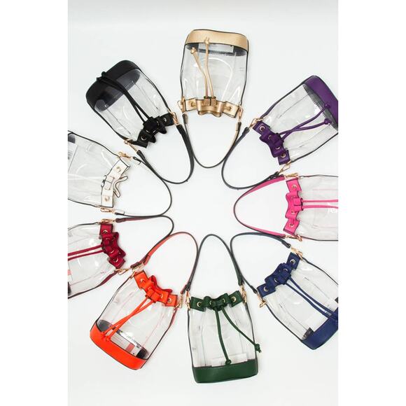 Clear Crossbody Stadium Bucket Bag Royal Blue - Picture 2 of 11